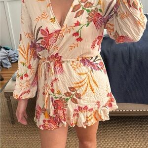 Blue Island Floral Long Sleeve Dress - Multicolor size large NWT